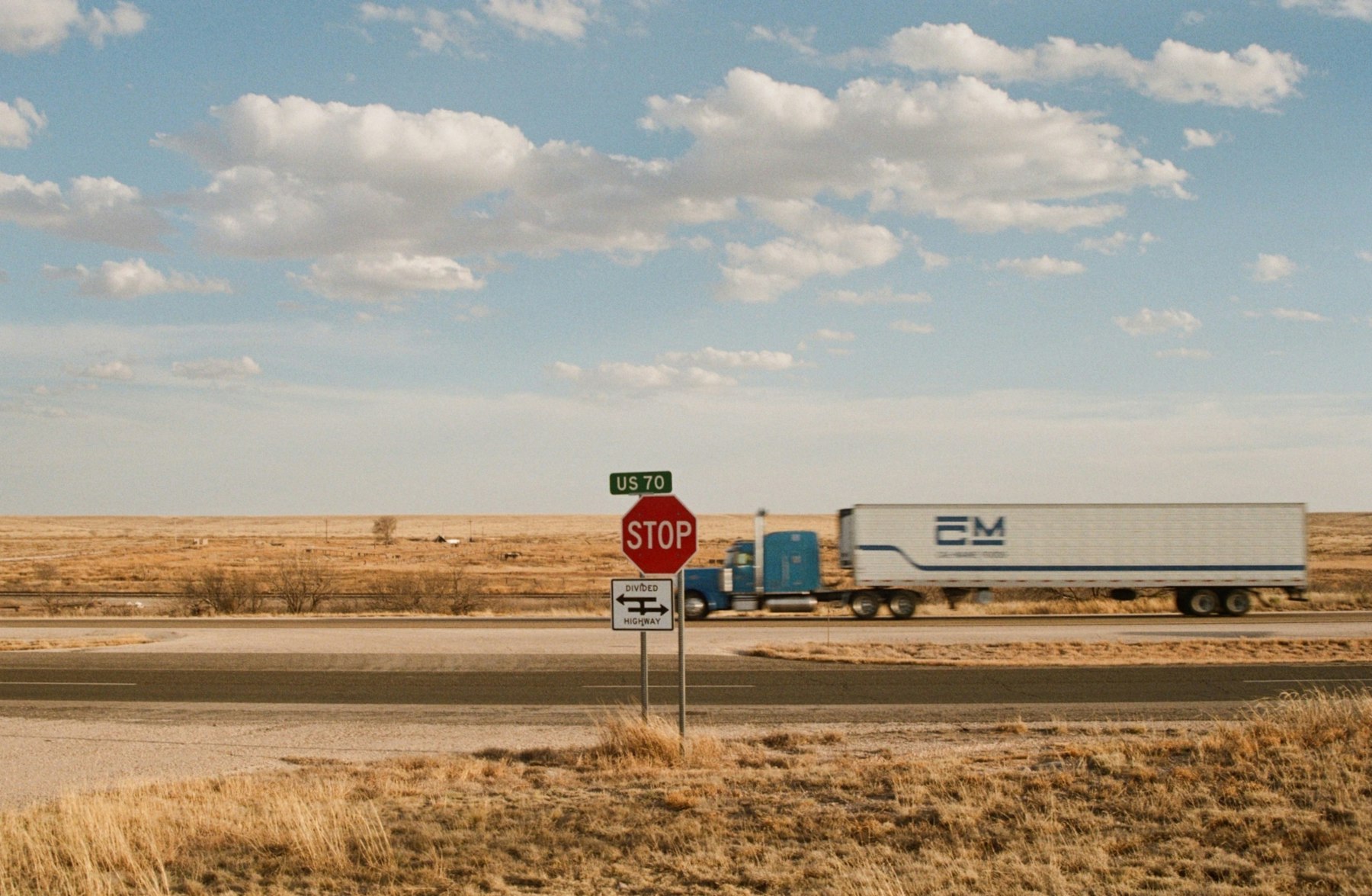 Container truck on highway